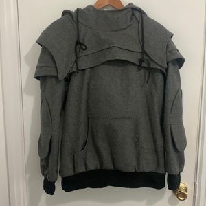 Unique knight wool hoodie sweatshirt gray